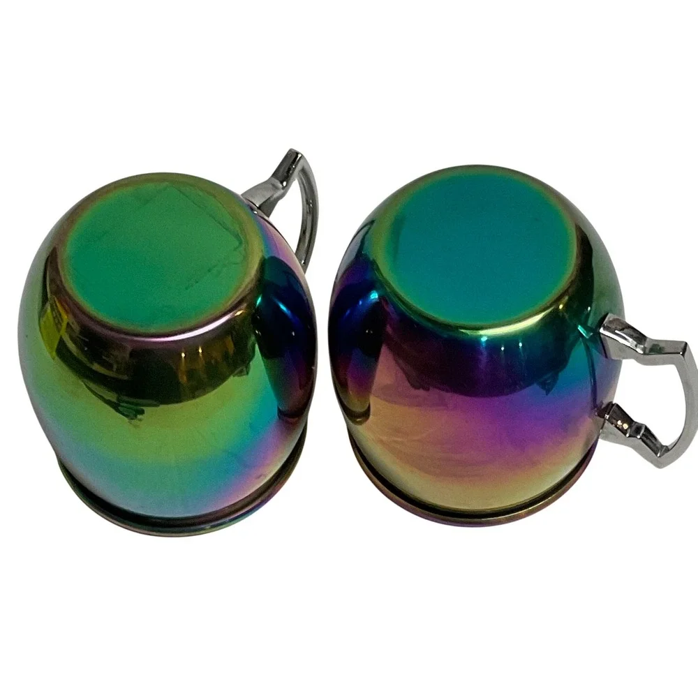 Cambridge titanium set 2 20 ounce Moscow mule mugs rainbow metal 9283MCW